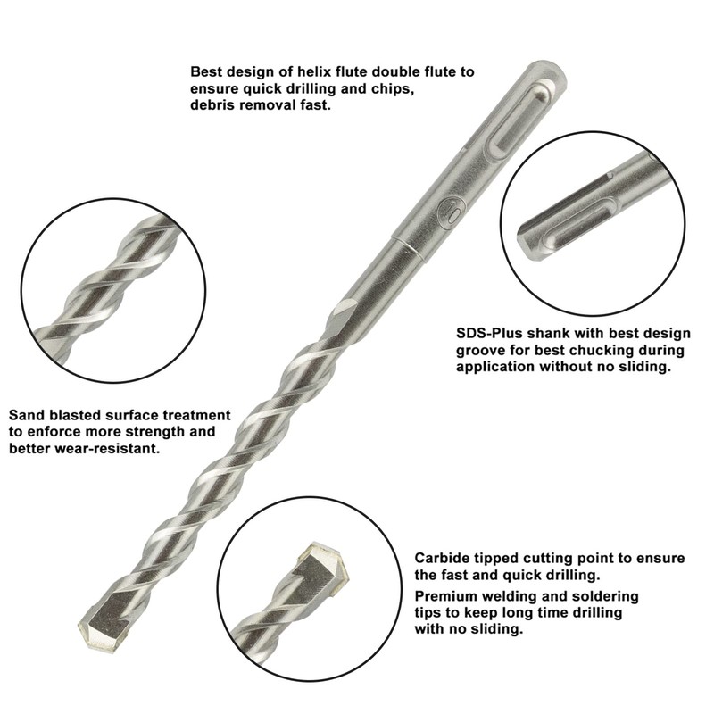 NORTOOLS SDS Plus Hammer Drills Bits Set with Carbide Tipped