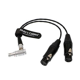 XLR Breakout Audio Input Cable Right Angle 10 pin to Dual XLR 3 pin Female for Alvin's Cables for Atomos Shogun Monitor Recorder