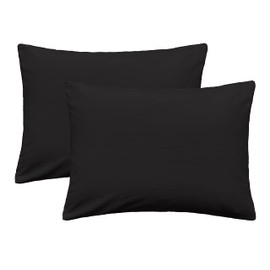 Black Toddler Travel Pillowcases 14 x 20 Inches Travel Pillowcases 800 Thread Count Egyptian Cotton Set of 2 Pillowcase with Zipper Closure Mini Pillow Cases for Sleeping