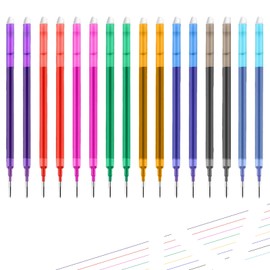 Jawfait 16 Pcs 0.7 mm Erasable Gel Ink Pen Refills Compatible with Frixion Friction, Multicolor Retractable Fine Point Click Pilot Pen Refill for Draw Write Supplies (8 Colors-Blue Navy Black Purple)