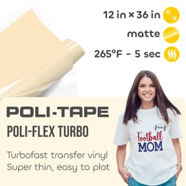 Poli-Flex® Turbo - Vinilo de transferencia de calor mate beige (HTV) - 12 x 36 pulgadas para camisetas, vinilo para planchar, fácil de cortar y malezar, extra duradero