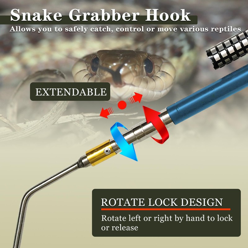 Wamlet 22"~64" Snake Grabber Hook Reptile Rattle Series Pick-up Handling