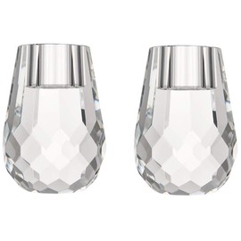 Donoucls Crystal Candle Holder Honeycomb Designed Hand Cut Crystal Household Taper Candlesticks Banquet Decorations for Dinner 2.4x3.2Inches Pack of 2, Clear