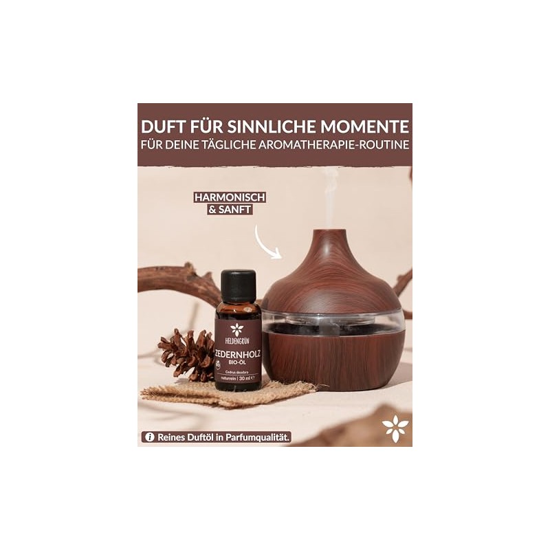 Heldengrün© BIO Zedernholzöl [100% NATURREIN] - Zedernöl Bio aus nachhaltigem