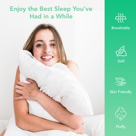 Celeep Bed Pillows (2 Pack) - Pillow Set Queen Size - Hotel Quality Sleeping Pillows for Side, Stomach and Back Sleepers - Microfiber Filling - Soft and Supportive (Queen)