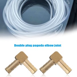 YINETTECH 2Pcs 8mm Barb Brass Hose Fitting 90 Degree Elbow Fuel Hose Joiner Pipe Connector Adapter 5/16Inch Gold for Air Water Fuel Oil