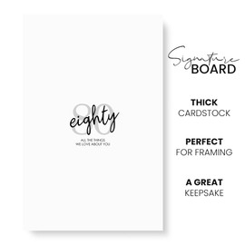 Karto 80th Birthday Signature Board for Party - Party Supplies, Guest Book, Or Card Alternative - Signing Board for Party - Poster Size 11x17 (Unframed) - Simple Grey