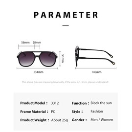 Pro Acme Retro Square Polarised Sunglasses for Women Men 70s Vintage Double Bridge Sunglasses UV400 Protection, B3 - Tortoiseshell | Green