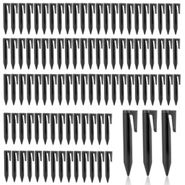 Ground Pegs for Robotic Lawnmower Boundary Cable, Pack of 100 Ground Anchors, Ground Hooks, Ground Spikes Hooks, Nails, Windproof Beach Nails, Camping Tents, Ground Threaded Tent Nails