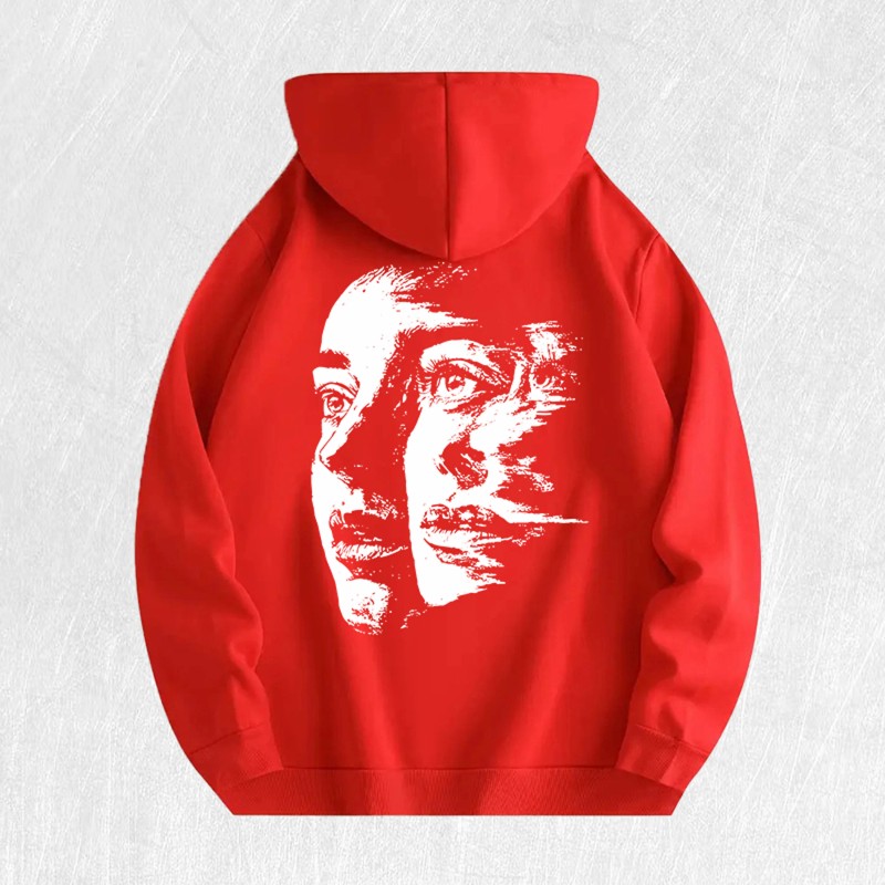 Abstract Face Graphic Hoodie 100% Cotton US Warehouse 6 ColorsColor: