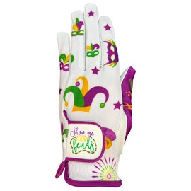 Giggle Golf Women's Golf Gloves (Large, Worn On Left Hand, Mardi Gras)