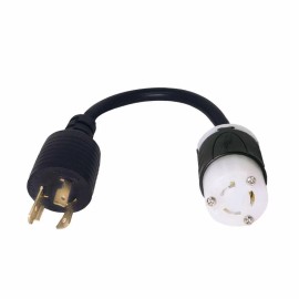 Iron Box NEMA L6-20P to L6-15R Plug Adapter - 15A/250V, 14 AWG - Iron Box # IBX-3223 - 1 ft