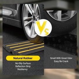 VroomSteel 2 Pack 48" Lx16 Wx2.5 H Rubber Curb Ramps, Rubber Threshold Ramp, Driveway Curb Ramp, Doorway Rubber Ramp 44000 Capacity Curbside Bridge Ramp for Car, Truck, Bike, Motorcycle, Wheelchair