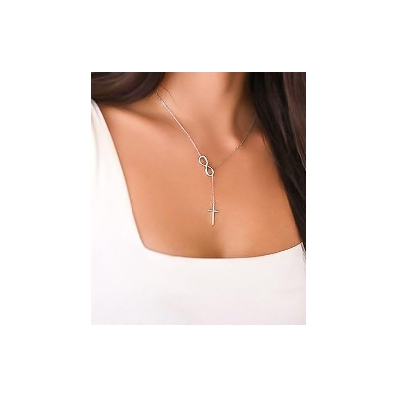 Classic Religious Infinity Cross Pendant Necklace with Silver