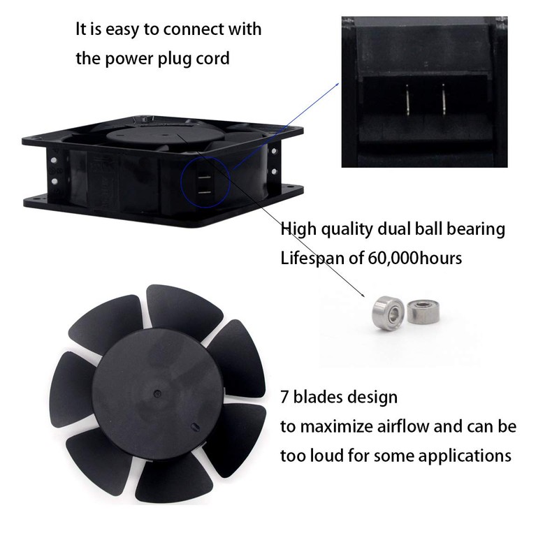 SXDOOL 120mm AC 115V Ball Bearing Fan 110V for DIY