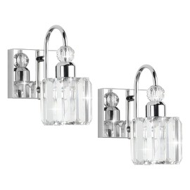 Ralbay Gold Bathroom Light Fixtures Crystal 5-Lights Bathroom Vanity Lights Over Mirror Modern Crystal Gold Bathroom Vanity Lighting