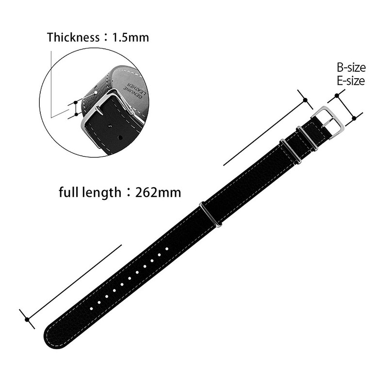 CASSIS[カシス] カーフ 時計ベルト TYPE NATO LEATHER タイプナトーレザー 22mm ブラック 交換用工具付き