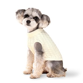 Dog Sweater, Beige XS Dog Pullover Sweater, Turtleneck Knitwear, Dog Outfits for Small Dogs and Medium Dogs, Warm Clothes for Bulldog, Poodle, Yorkshire, Cocker Spanie etc.