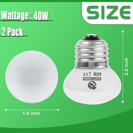 REPTI HOME Reptile Heat Lamp Bulbs, UVA Reptile Heat Bulb 2 Pack, 40 Watt Heat Light Bulbs, Daylight Basking Spot Light for Lizard, Bearded Dragon, Snake, Gecko