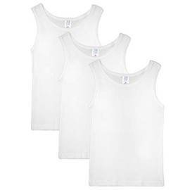 Jill and Jack Sleeveless Undershirts for Boys - Smooth Seamless Feel - Kids Undershirts Boys - White Undershirt -100% Cotton - 3 Pack (Size 18)
