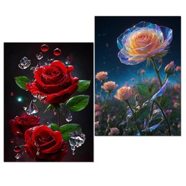 Aimorty Diamond Painting Set, Children's Diamond Painting Set, 2 Pieces 5D Diamond Painting Pictures with Diamond Painting Accessories for the Living Room, Bedroom, Office Walls