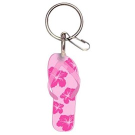 Pink Hibiscus Flip Flop Plastisol Key Chain