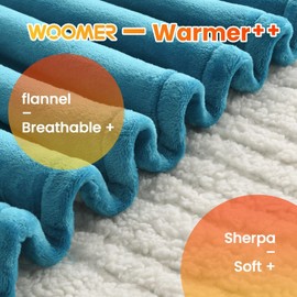 WOOMER Heated Blanket, Twin Size 62"x 84" Soft Flannel Fast Heating Blanket with Multi-Color Option, 10 Heating Levels & 0.5-12H Auto Off, Over-Heat Protection