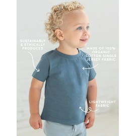 Colored Organics Organic Shirts - Reef Short Sleeve Henley - Infant Toddlers Kids - Fish/Marino + Rain 3T
