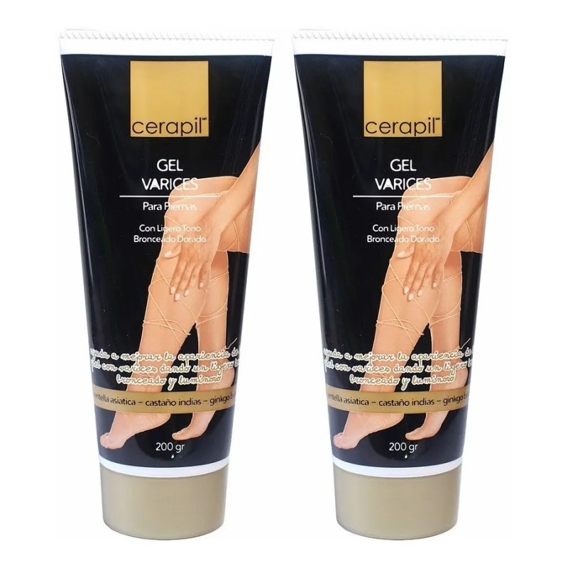 Gel Cerapil Varices P/piernas Con Ligero Bronceado 2 Pzas