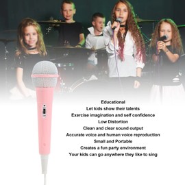 Wired Microphone,3.5mm Plug Low Distortion Kids Microphones,Educational Karaoke Machine,Small Portable Music Toy Children Singing Mic for Family Party Performances