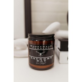 Moosehead Candles Laundry Day 8 oz Soy Wax Candle – Fresh Laundry and Dryer Sheets Scent – Long-Lasting Clean Burn – Supports Animal Rescue Fund