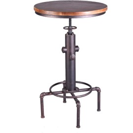 Topower Industrial Bar Table 31.5-41.3" Adjustable Pub Table Kitchen Dining Coffee Bistro Table (Bronze)