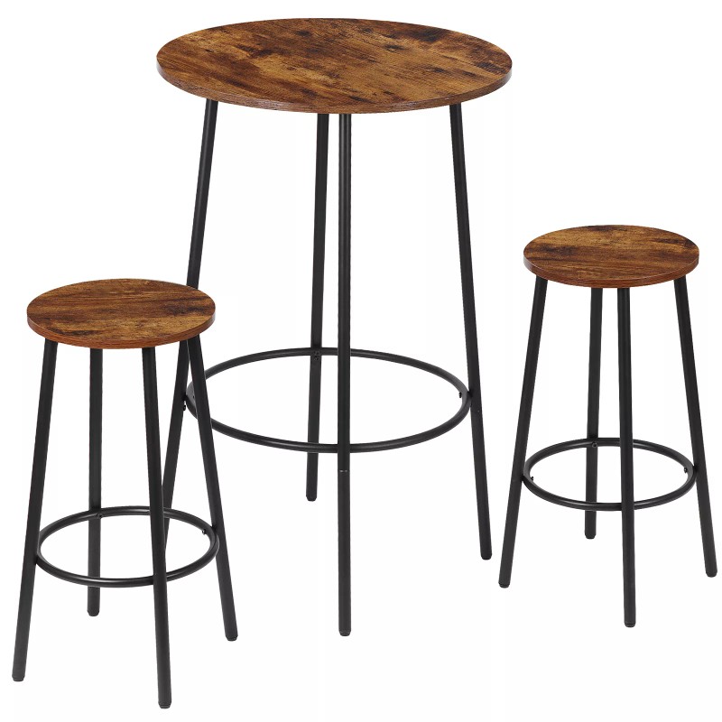 HomGarden 3 PCS Pub Dining Set Bar Table & Stools