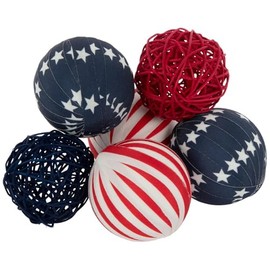 Hobby Lobby Red White Blue Decorative Spheres Set, Patriotic, Stars and Stripes, 3 Inch, 6-Pack, 4th of July