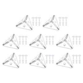 uxcell 8 Set Acrylic Corner Bracket, 3-Hole Triangle Corner Connector Joint Hanger Brace Brackets Transparent w/Translucent Snap for DIY Display Box
