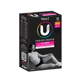 U by Kotex Thinx Period Undies Black Bikini Size 12 Heavy