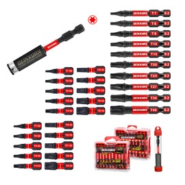 Geinxurn 30 Pieces (T7-T40) Impact Screwdriver Bit Set, Magnetic Multi-Torx Head Power Bits,S2 Alloy Steel Star Bits with 1 Pc Impact Bit Holder and Storage M-Box