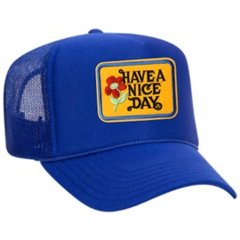 Have A Nice Day Vintage Patch Trucker Hat (Royal)