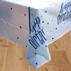 Unique 83593 Blue Dots Plastic Table Cover, 54" x 84"