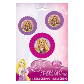 Tangled Rapunzel Tissue Paper Fans - 8" & 6", 3 Pcs