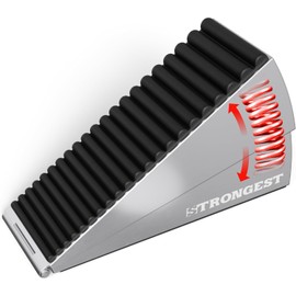 Strongest Home XL Adjustable Chrome Door Stopper with Spring – Heavy Duty Wedge for Oversized & Thick Doors, Anti-Slip Rubber Grip – 1 Pack