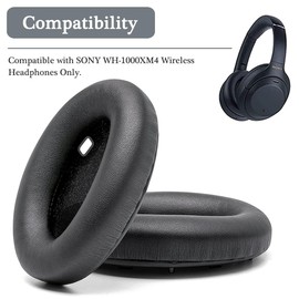 carinacoco Earpads Cushions Replacement for SONY WH-1000XM4 Wireless Headset, Ear Pads with Upgraded Softer Protein Leather High-Density Memory Foam