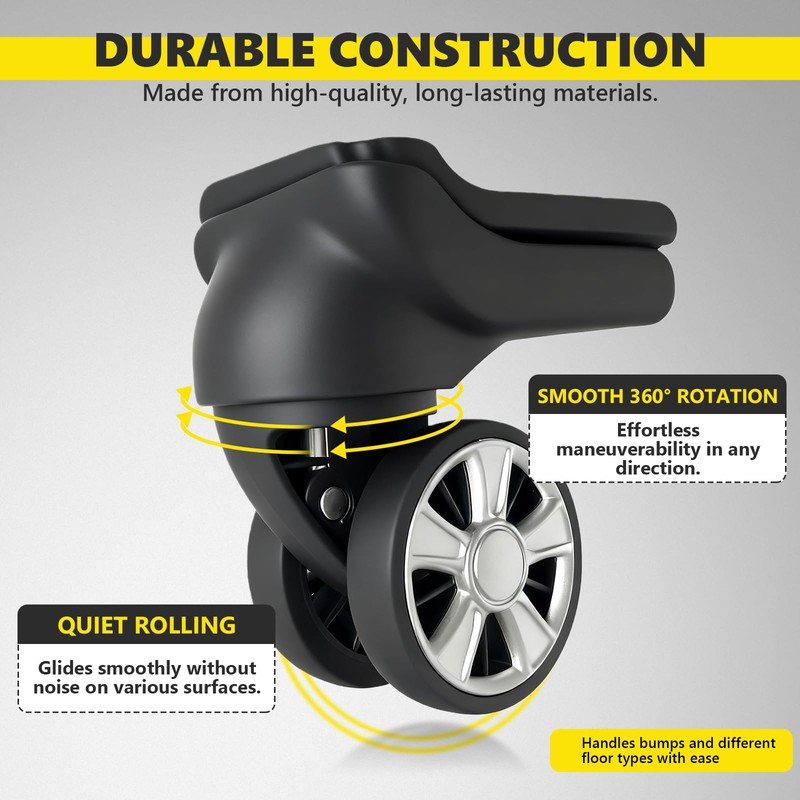 NUOZE Duel Spinner Luggage Wheels Replacement for Suitcase, Wheels Parts
