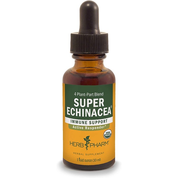Herb Pharm Certified Organic Super Echinacea Liquid Extract for Active Immune System Support - 1 Ounce
