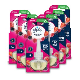 Glade Plug in Air Freshener Refill, Electric Scented Oil Room Air Freshener, Bubbly Bery Splash, Pack of 6 (6 x 20ml)