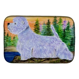 Caroline's Treasures SS8418DDM Westie Dish Drying Mat Absorbent Dish Drying Mat Pad for Kitchen Counter Dish Drainer Mat for Countertop, 14 x 21", Multicolor