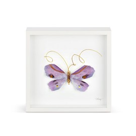 DEMDACO Wall or Tabletop Shadow Box, Everyday Home Décor, 10 Inch Wood and Glass, Purple Butterfly