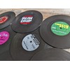 Retro Vinyl Record Funny Pun Title Coaster Set with wood