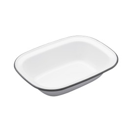 Kitchen Craft Living Nostalgia Enamel Oblong Pie Dish, 22 x 16 x 5 cm-White/Grey, 22 x 16 cm (8.5 inches x 6.5 inches)