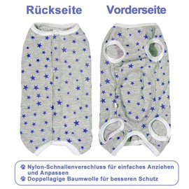 Kukaster Pet Dog Bodysuit After Surgery Castration Male Wound Protection Suits for Dog, Nylon Buckle for Hair Loss, Allergies, Shaving, Grey Star L